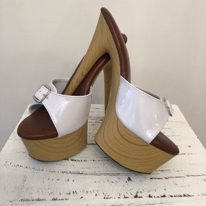 Ellie slide on white heels